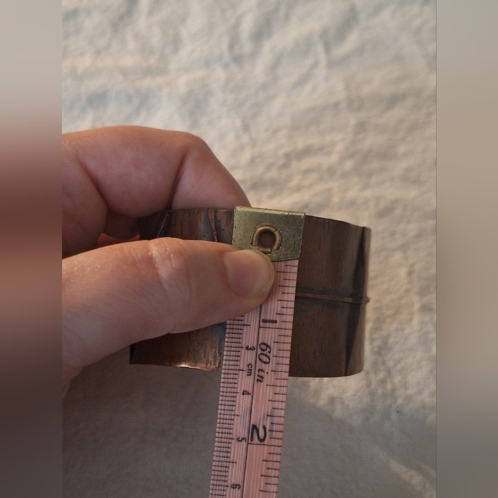 Oxidated Copper Statement Cuff Bracelet - image 8